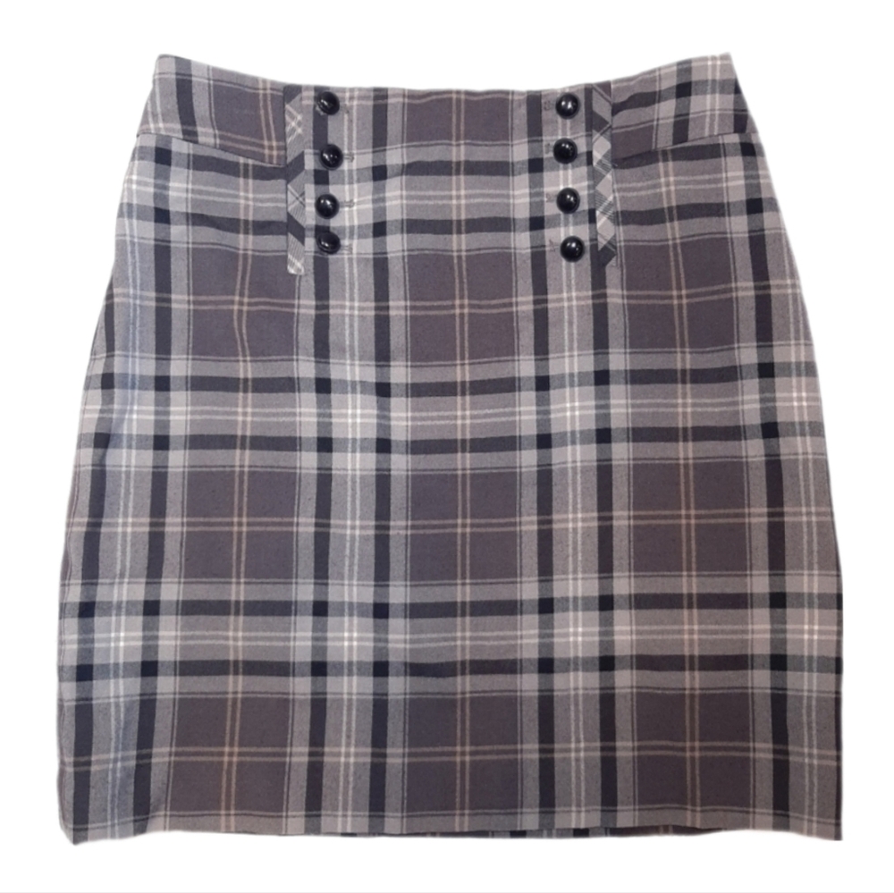 💠DALIA Plaid Mini Skirt Button Accent Schoolgirl Uniform Preppy